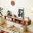 Calonne Floating Fluted TV Stand for 70" TV, LED Lighting & Flip-Down Storage, Free Standing Media TV Console