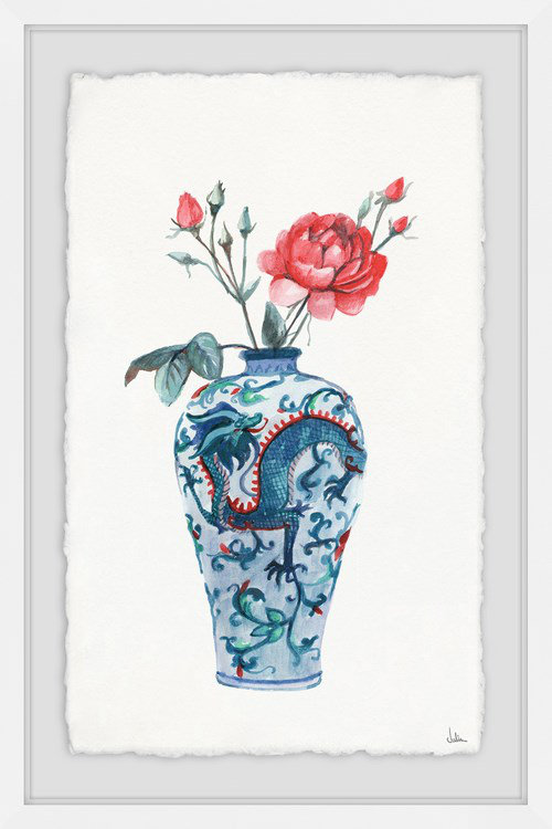 « fleuriing fleurs », reproduction de peinture à l’aquarelle encadrée, H 45 po x l 30 po x P 1,5 po