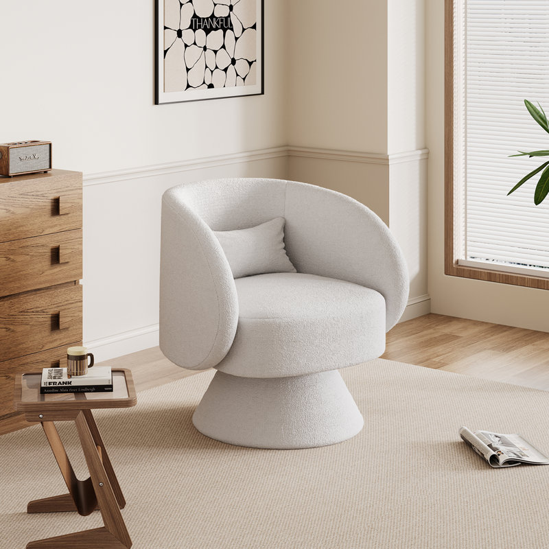 Fauteuil demi-tonneau pivotant rembourré (ensemble de 2), Ourson blanc