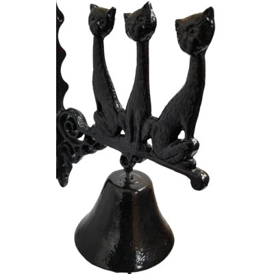 Cat Wall Bell Made From Cast Iron Finished In Black