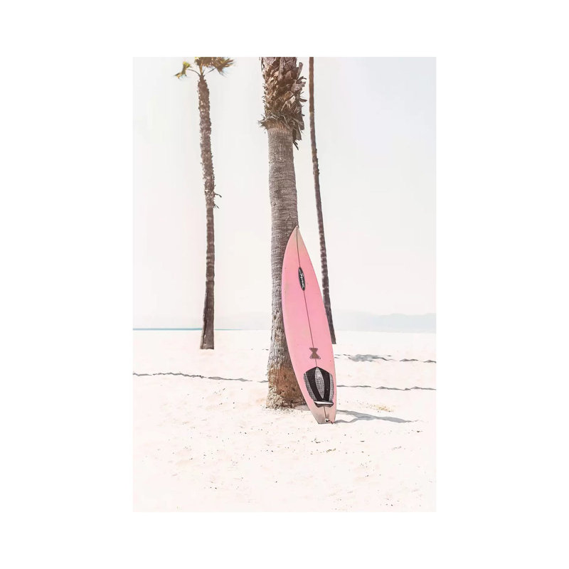 «Pink Surf Board» par Sissi & Seb - reproduction de photo, 26" H x 18" W x1.5" D, Pas de tapis, Toile tendue