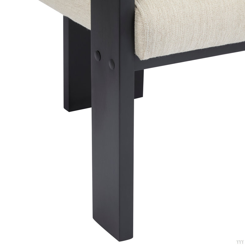 Ensemble de 2 chaises de salle à manger avec dossier coussiné, Tissu beige, Noir