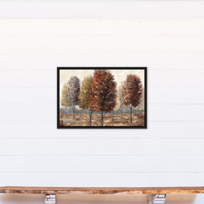 Spice Tone Trees - Peinture, Toile à cadre flottant noir, H 21,75 po x l 31,75 po x P 1,75 po