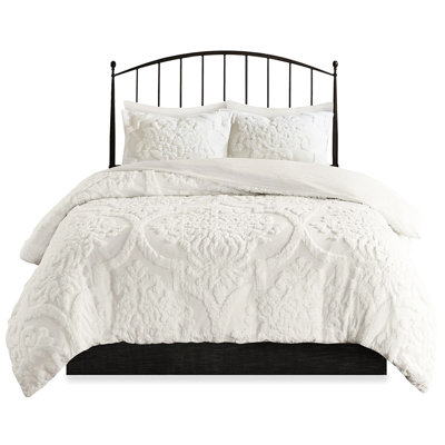 King/ King 3 Piece Cotton Chenille Duvet Cover , , 2 Shams, Button Closure, Corner Ties, Machine Washable, Elegant Size Pieces, , Inner