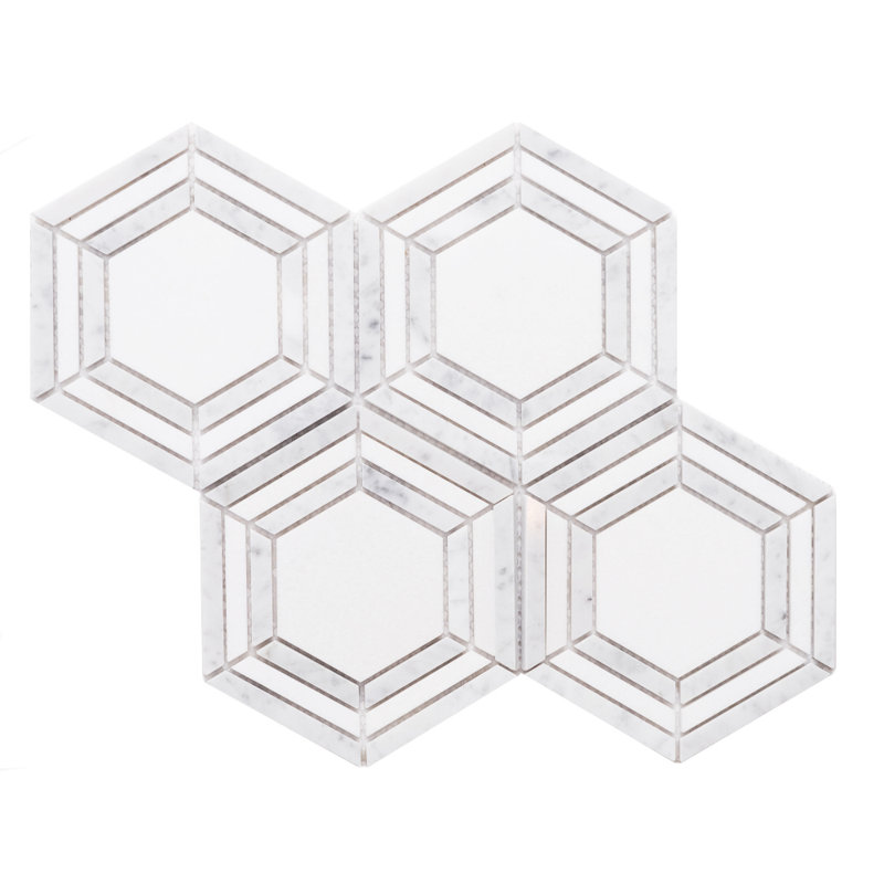 Santorini 12" X 12" Marble Mosaic Wall & Floor Tile, Silver