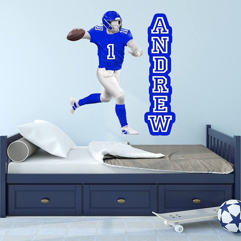 Adhésif décoratif Quarterback, H 17 po x l 14 po, Bleu