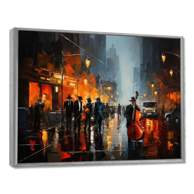 Jazz afro-américain Harlem City - impressions sur toile, art mural Harlem Jazz, H 24 po x l 32 po, Argent argent