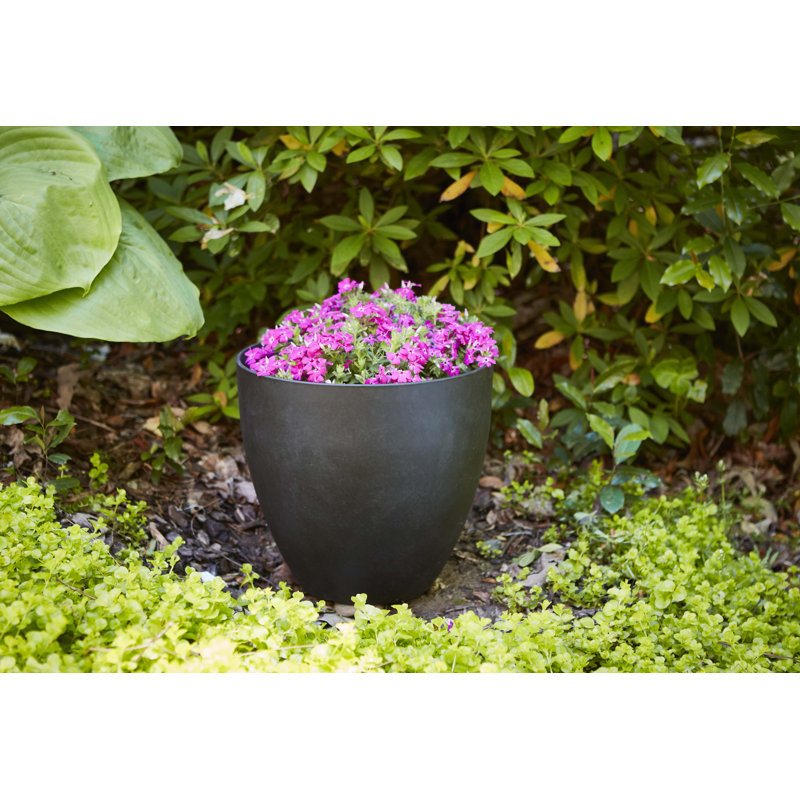 Pot à fleurs rond en résine, Café, H 12 po x l 13 po x P 13 po