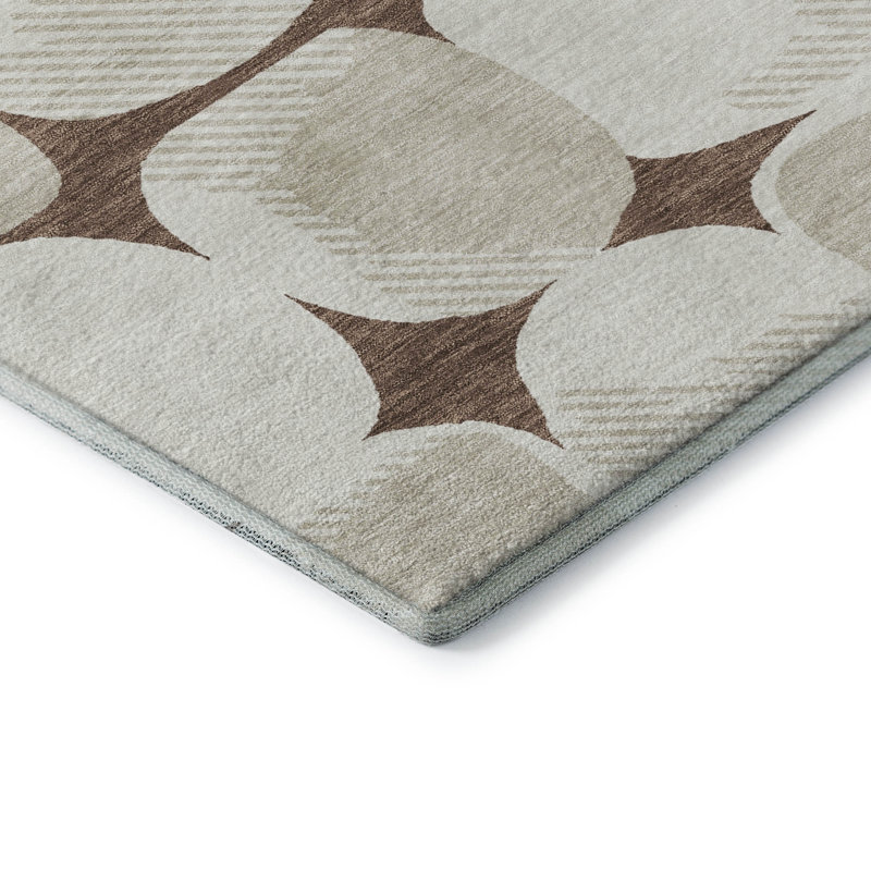 Premium Machine Washable Prisco Brown Rug, Runner 2'3" x 7'6"