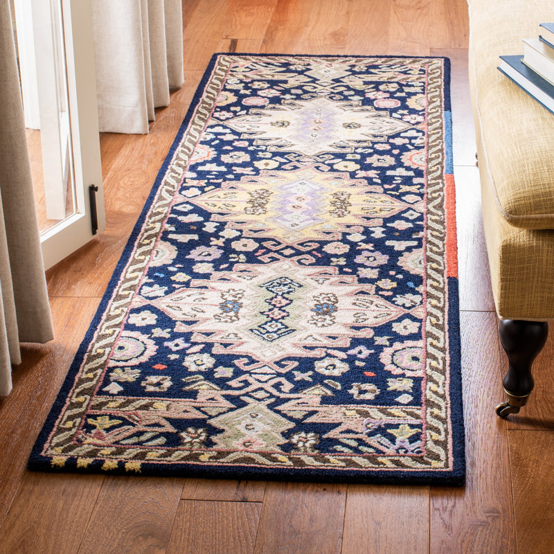 Tapis en laine touffeté à la main Amla, Tapis de couloir 2 pi 3 po x 7 pi