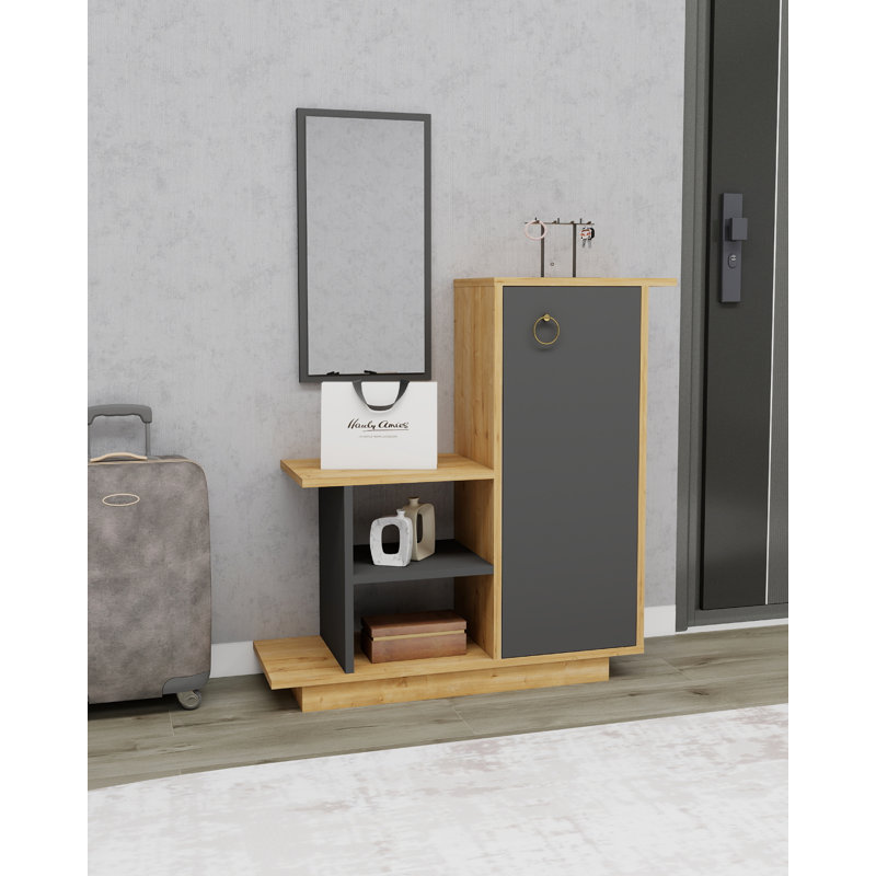 Albero Hallway Console Table with Cabinet, Shelves and Wall Mirror