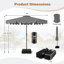 Parasol de patio 9 pi avec base lestée, sacs de sable, bouton poussoir, manivelle, nervures robustes, gris-1164618054