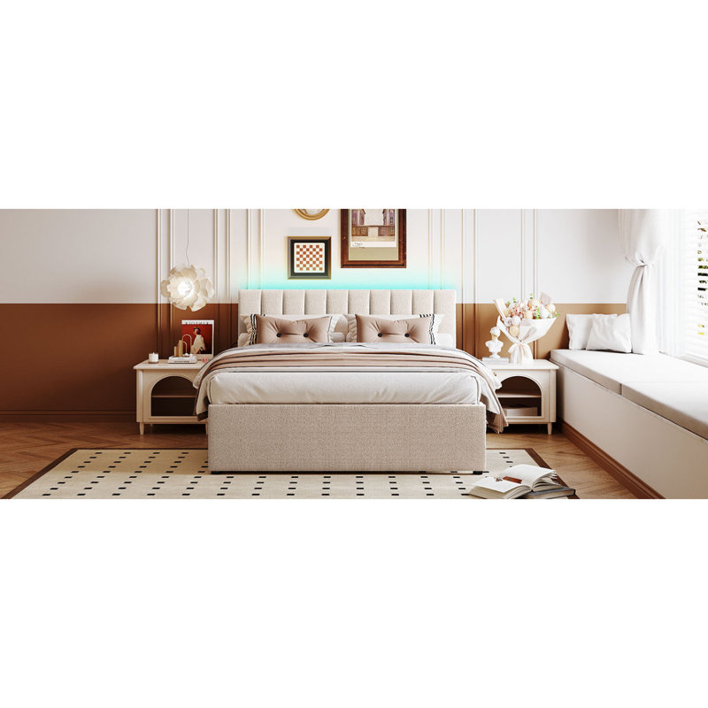 Lit plateforme tapissier grand avec lit gigogne simple Teddy Teddy