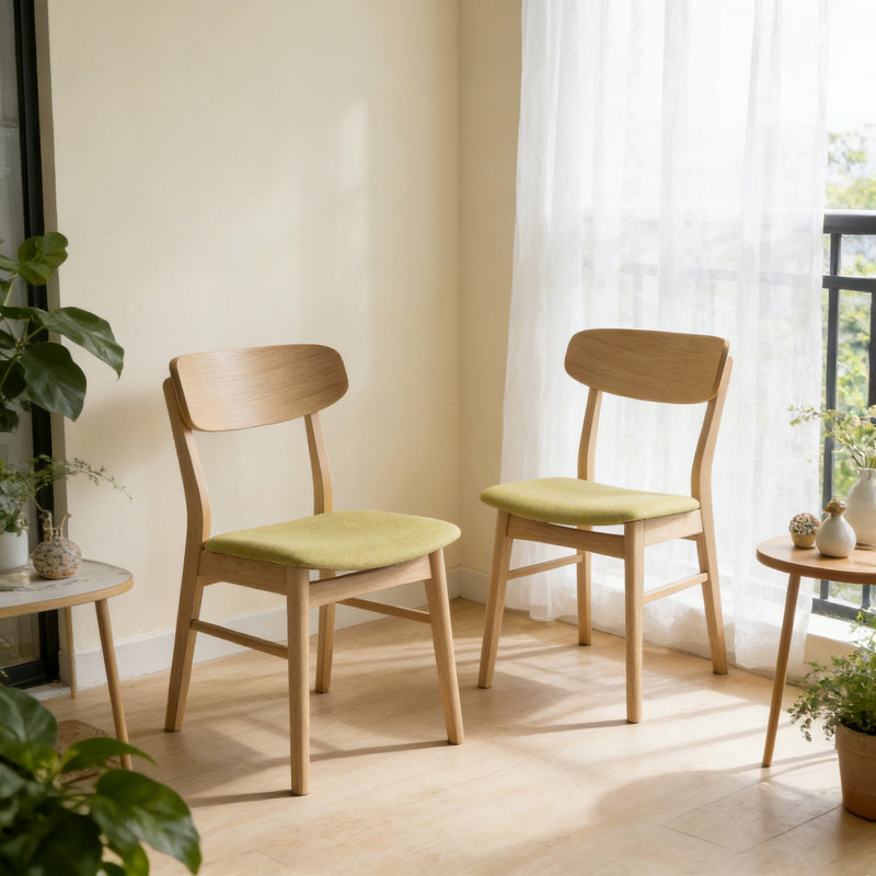 Chaise de salle à manger, Naturel, Vert