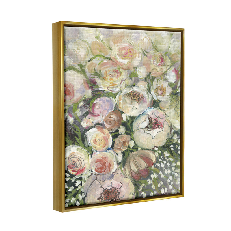 Art abstrait sur toile flottante abstraite avec fleurs de jardin par Blursbyai, H 21 po x l 17 po x P 1,7 po