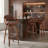 Romarin Swivel Counter or Bar Height Bar Stool with Arms and Footrest in Faux Leather, Wood-879254836-879254841-879254842