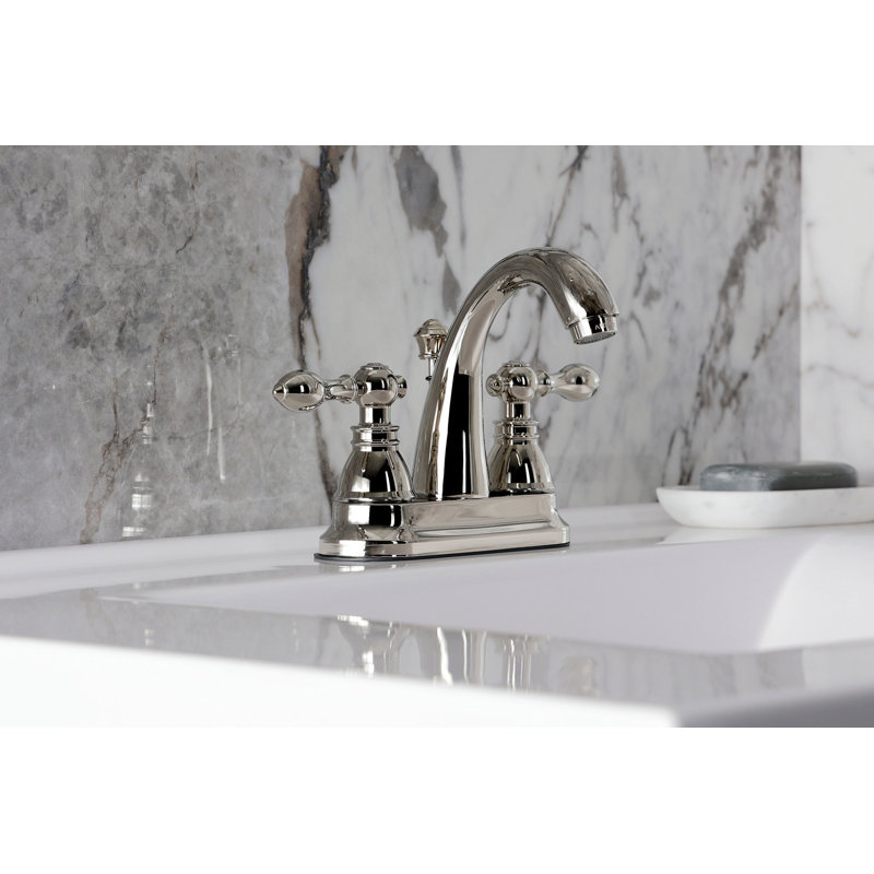 Robinet pour salle de bain avec ensemble de drain central à American Classic, Nickel poli