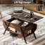 Table basse à dessus relevable de 41,7 po avec compartiment de rangement dissimulé et lumières DEL Benigno-1269209393