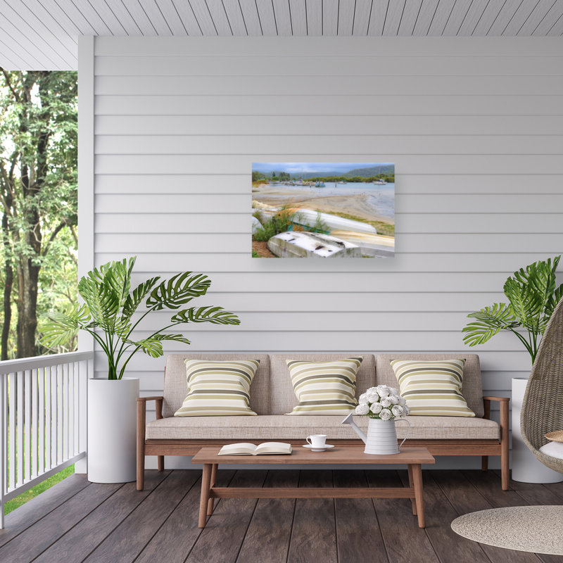 Rouleau bolognais sur des bateaux sur toile, H 22 po x l 32 po