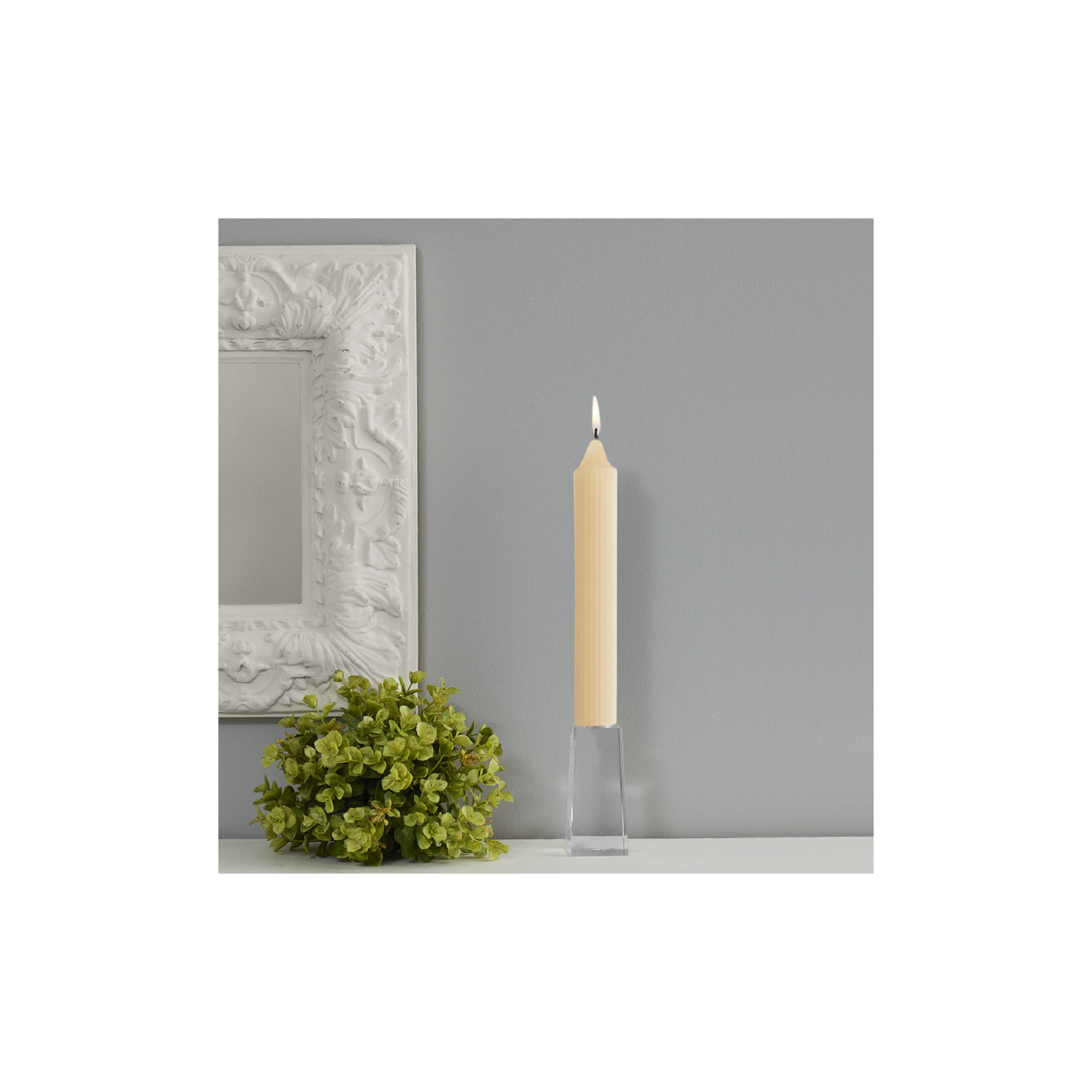 Grecian Collenette Unscented Taper Candle, Buttercream, 9" H x 1.25" W x 1.25" D