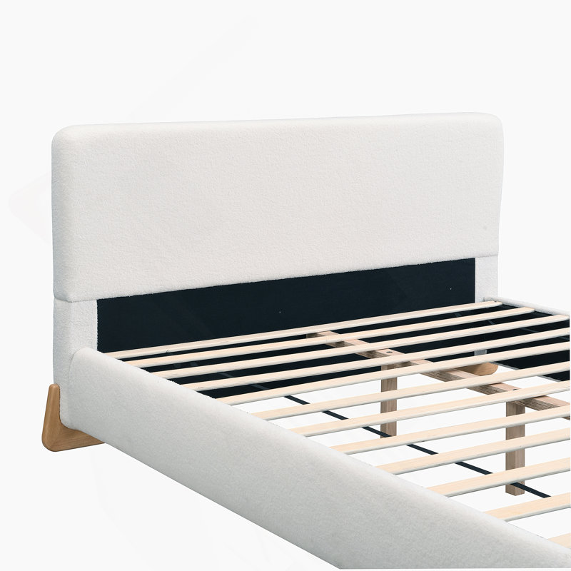 Elegant Boucle Upholstered Bed, A Luxurious And Comfortable Bedroom Centerpiece, Ideal For A Relaxing And Stylish Sleep Environment
