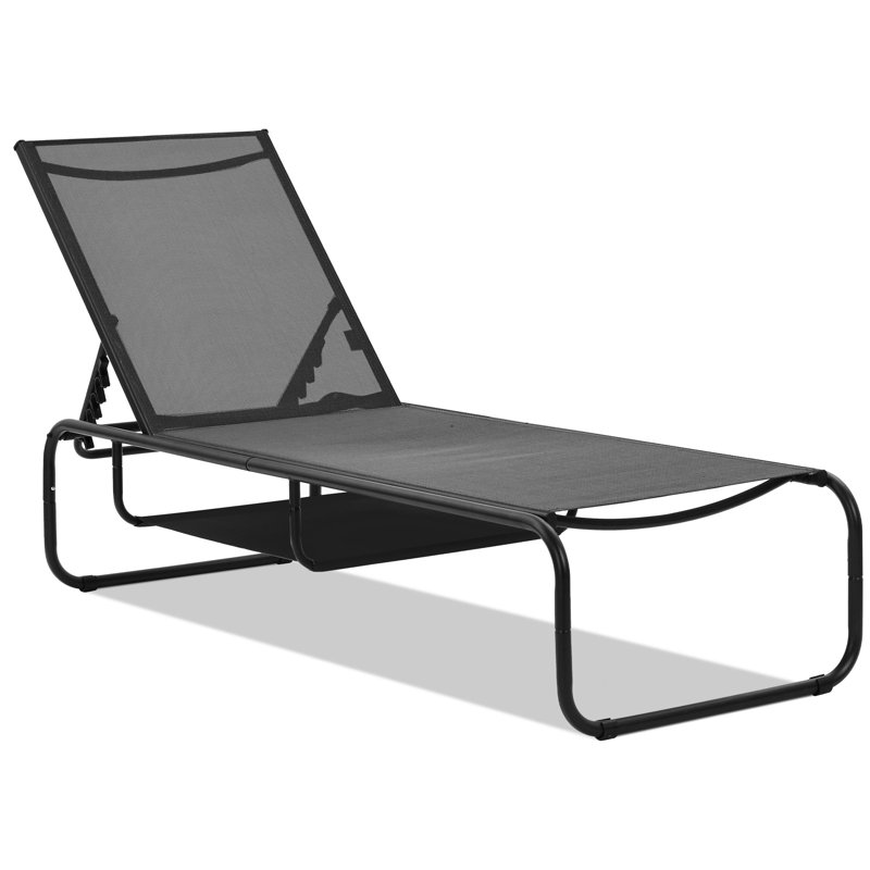 Chaise longue d'extérieur en métal 67 po, Noir