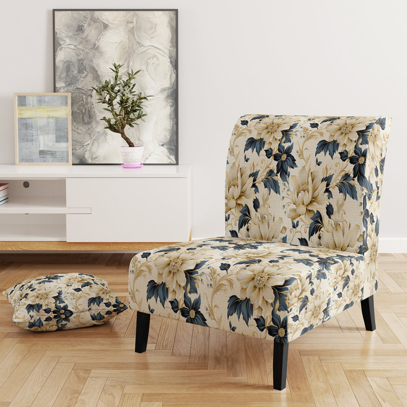 Rustic Victorian Brocade Victorian Motif - Chaise d'appoint de chalet rembourrée à motif floral