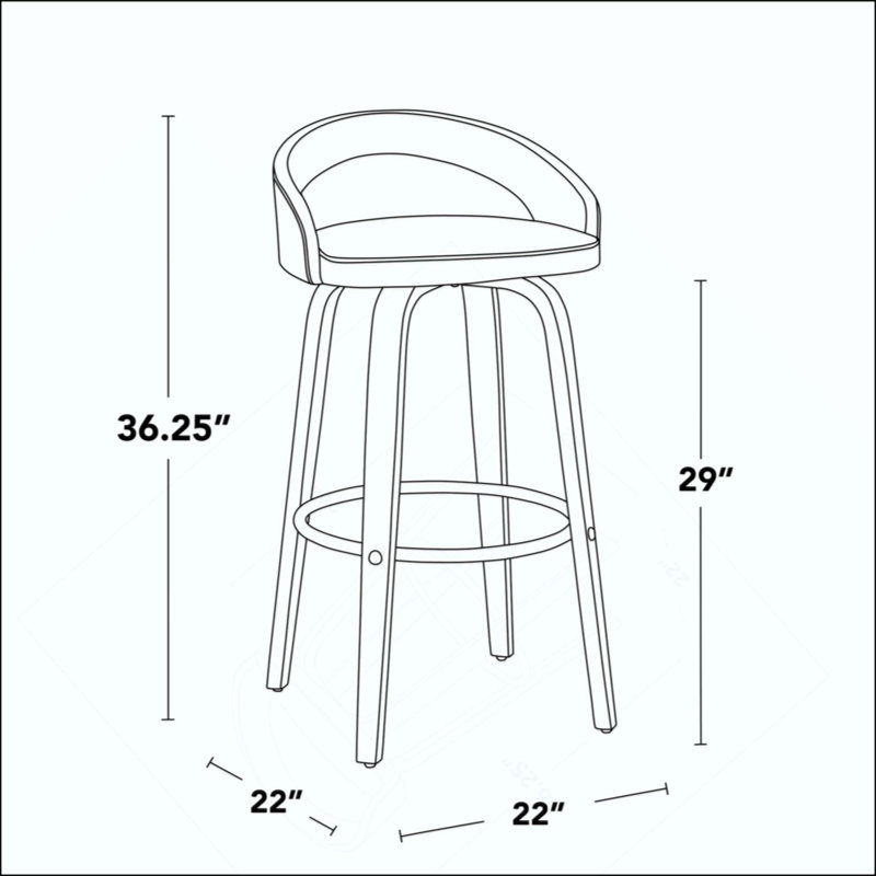 Tabouret de bar à hauteur fixe avec pivot en bois avec repose-pieds en métal - ensemble de 2