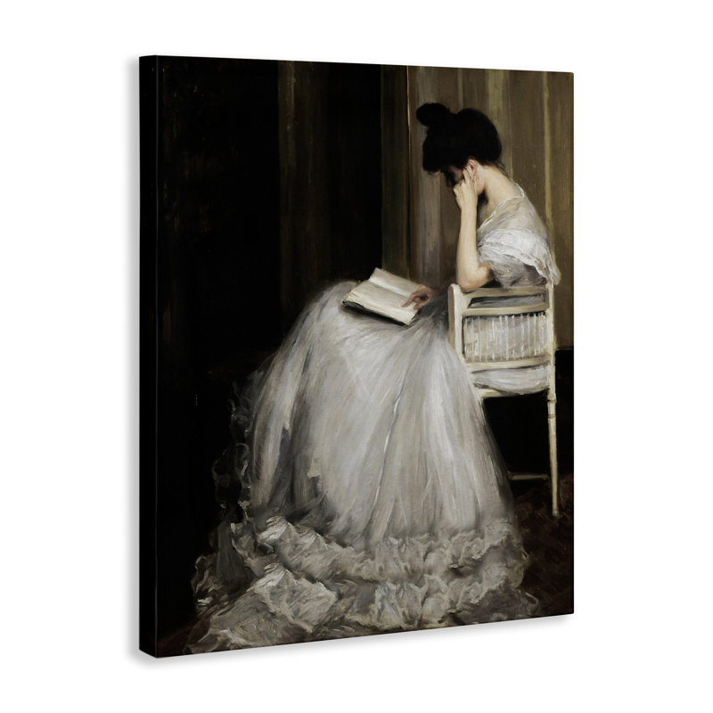 Portrait de femme en robe de lecture, H 48 po x l 36 po x P 1,5 po, Toile tendue