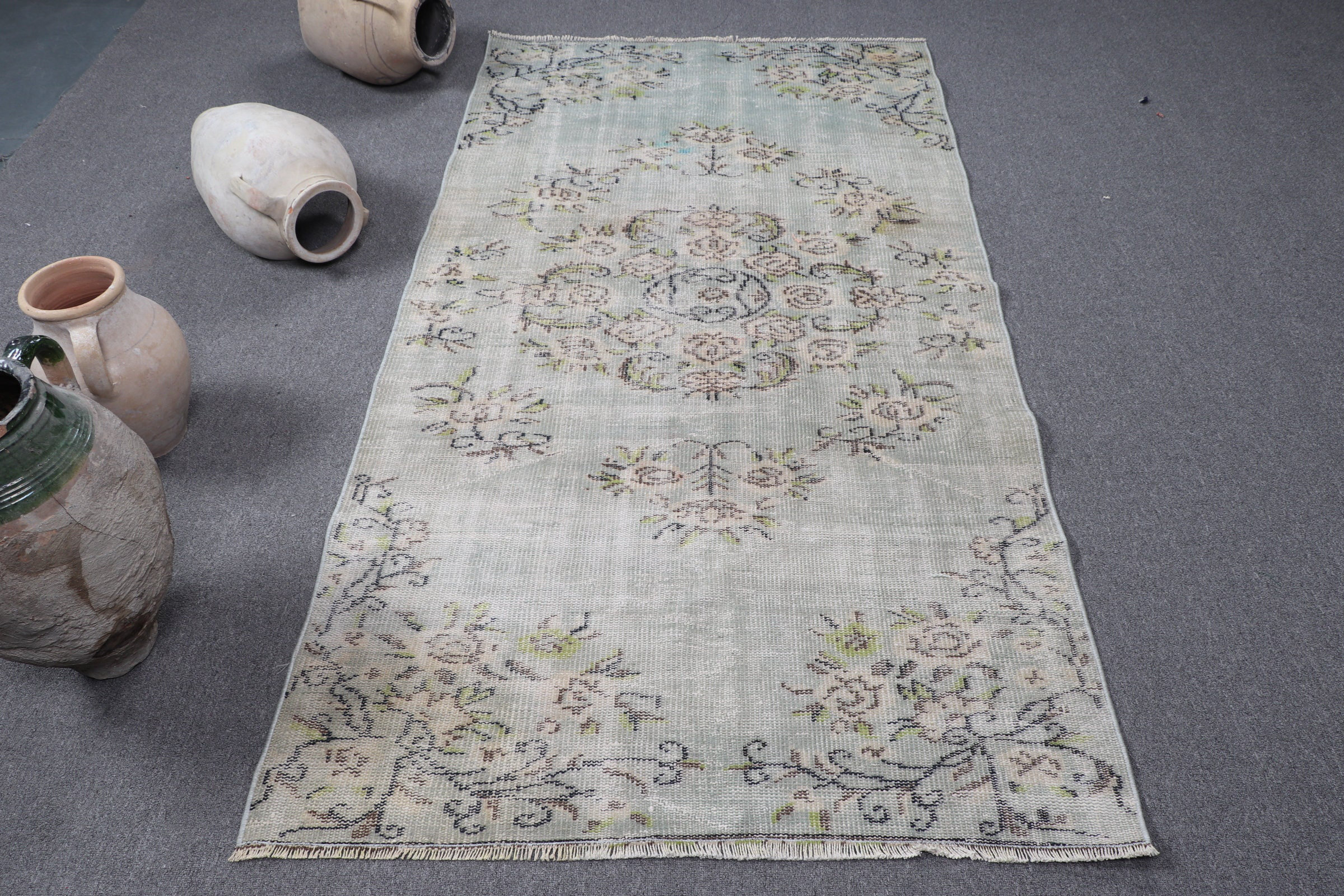 One Allium Way® Handwoven Traditional Pale Green Wool Turkish Rug With ...