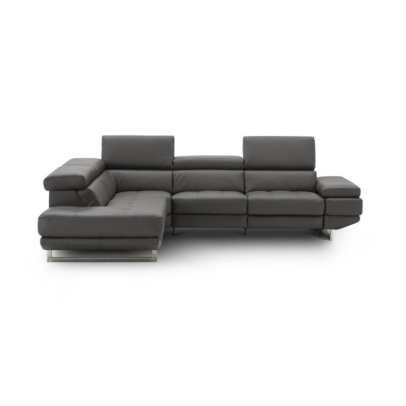 Britne Upholstered Power Reclining L-Shaped Sectional, Dark Gray, Left Hand Facing