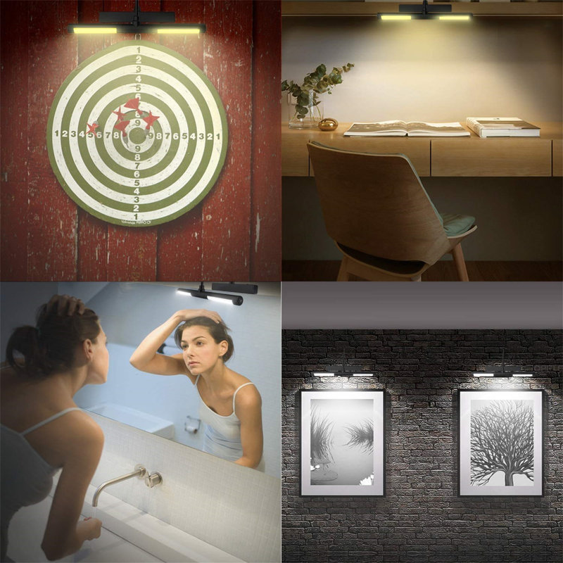Battery Powered LED Wall Mount Picture Light, 3.5cm H x 33.3cm W x 15cm D, Matte Black
