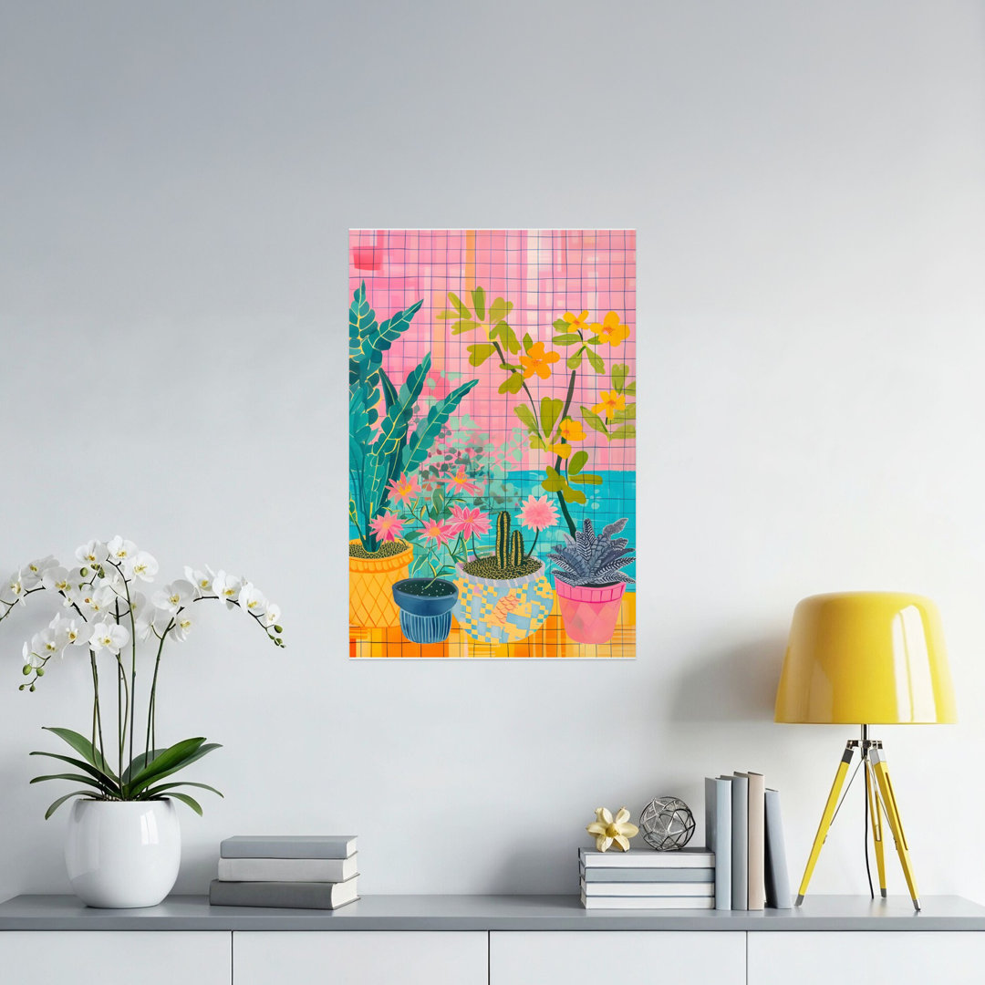 Potted Plants Wall Art, Floral Illustration, Colorful Home Decor, Botanical Art Print, Houseplant Art, Modern Wall Hanging, Available Sizes