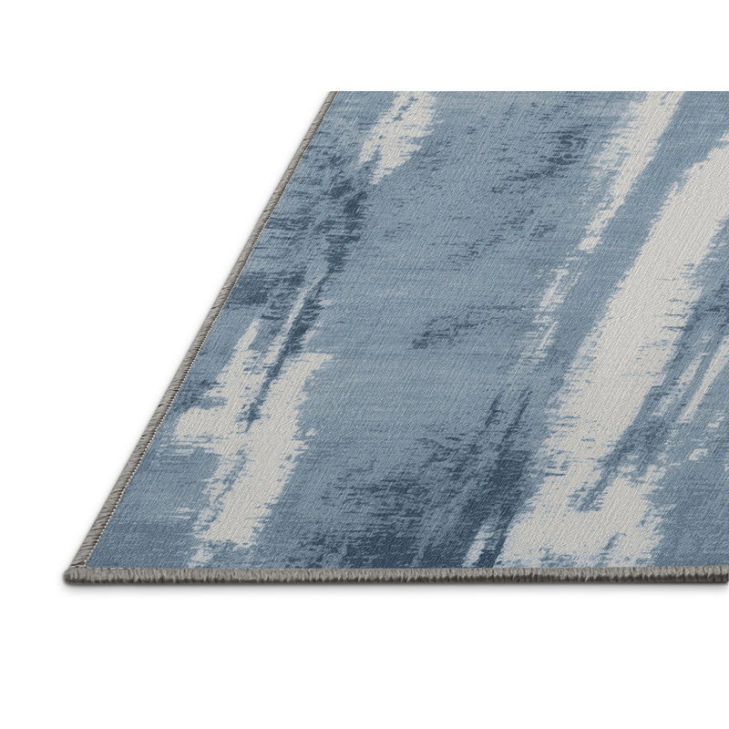 Tapis abstrait gris lavable à la machine, Carré 7 pi