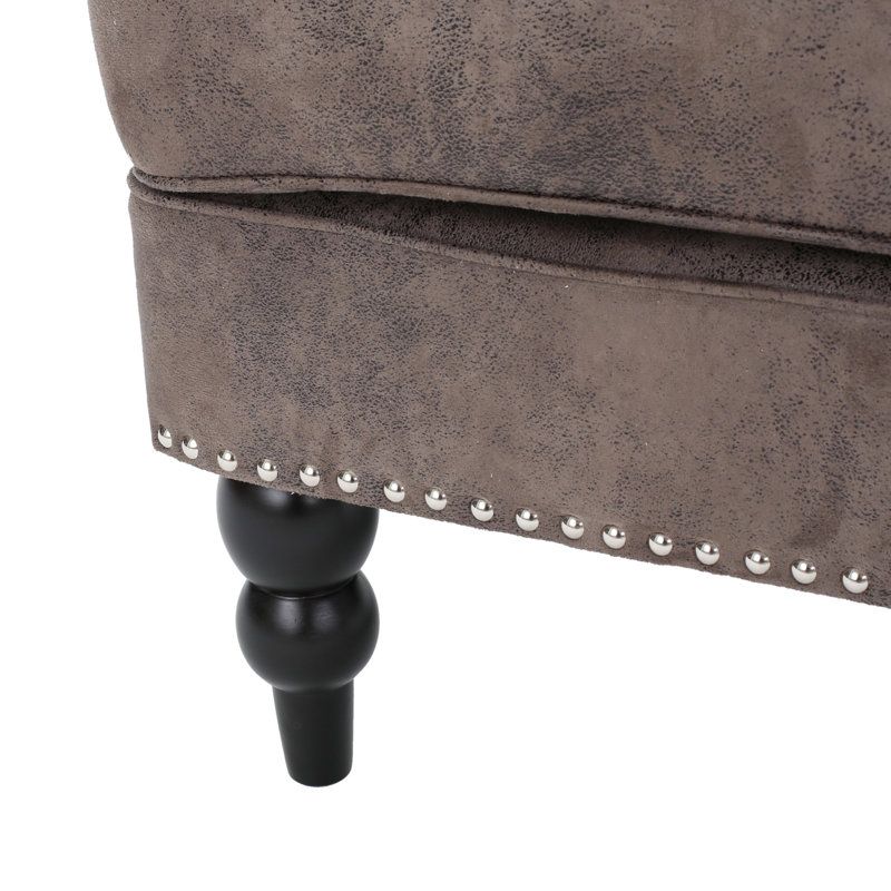 Chaise grise et brune, mousse généreuse, structure moderne en bouleau avec capitonnage, microfibre, pieds, Grey/Brown