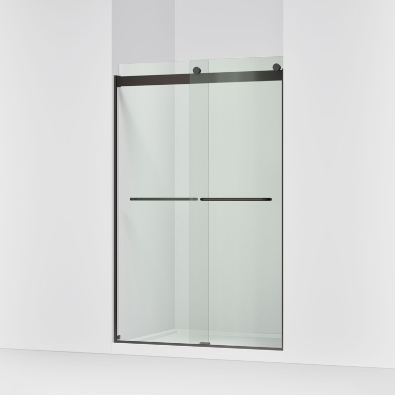 Levity 47.63" x 74" Bypass Shower Door with CleanCoat® Technology, Anodized Dark Bronze, Crystal Clear