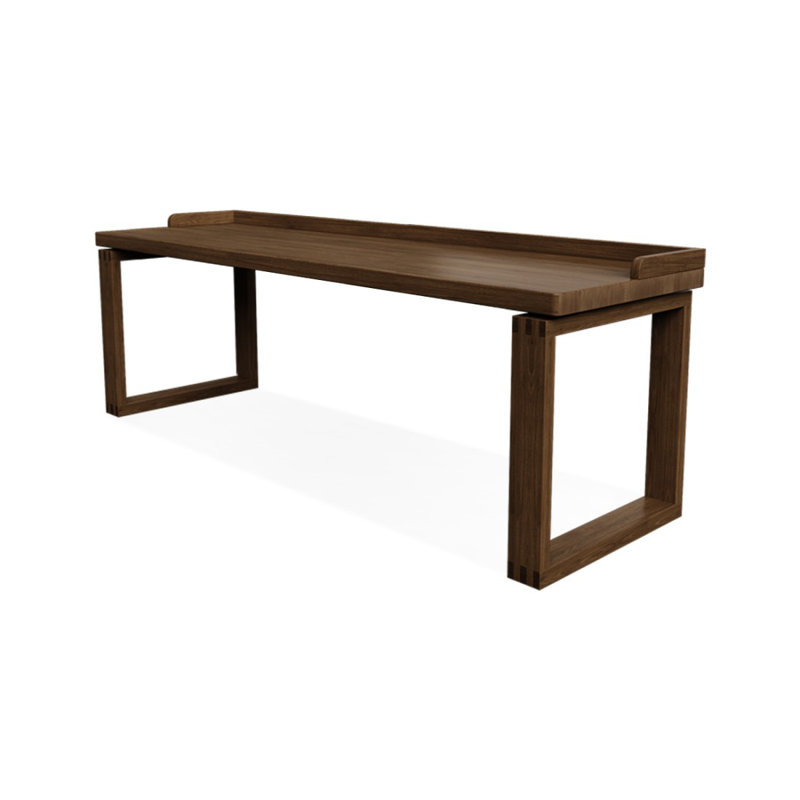 Bureau d'écriture rectangulaire en bois massif brun noisette, H 29,53 po x l 86,61 po x P 27,56 po