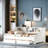 Emasealu Twin to King Size Daybed with Storage Bookcases, Charging Design and Two Drawers-844342299