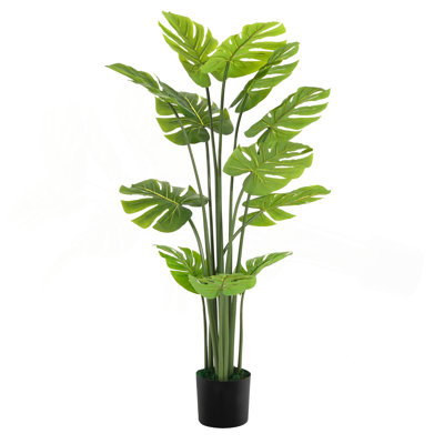 57" Artificial Monstera Deliciosa Plant With Black Plastic Pot