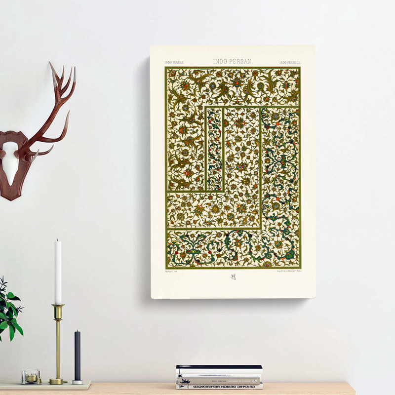 Indo Persian Pattern With Flowers by Albert Racinet - Wrapped Canvas Print, 76cm H x 50cm W x 3cm D