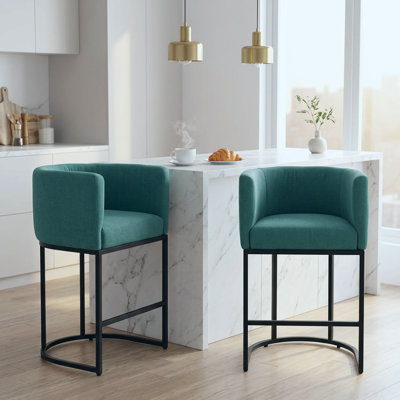 Upholstered Counter Stool with Metal Frame