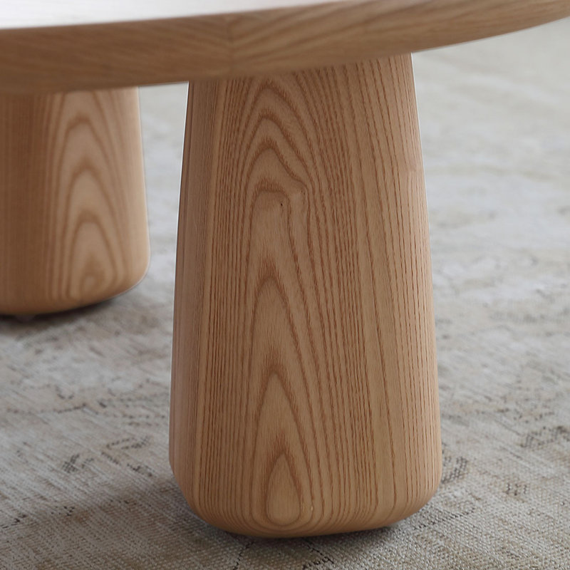Table basse moderne et simple en bois massif, H 14,2 po x L 33,5 po x l 33,5 po