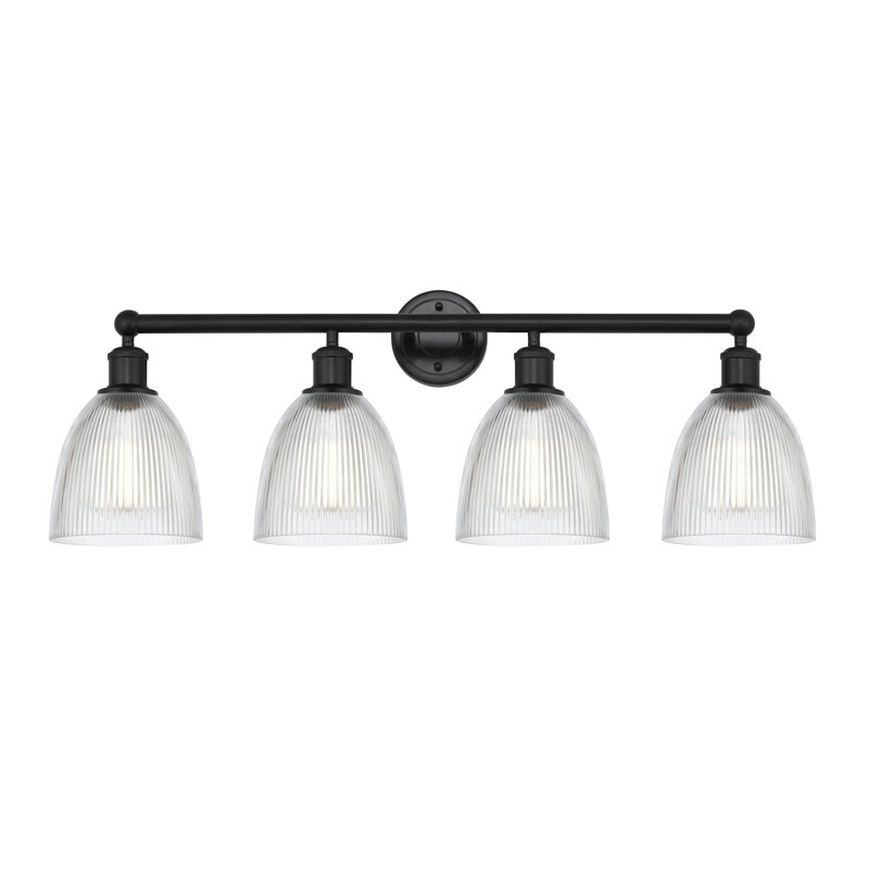 Éclairage pour meuble-lavabo 4 lumières 33 pouces Philomene, Noir mat, Transparent
