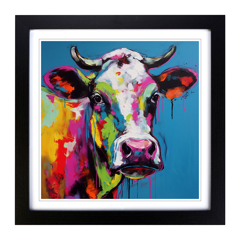 Cow Expressionism - Framed Print, Black