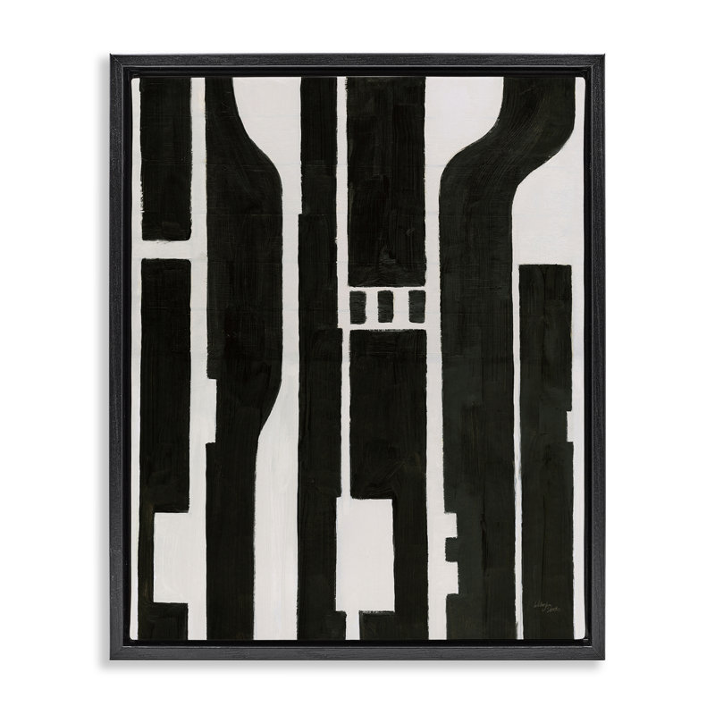 Art mural sur toile circuit composition abstraite par Wellington Studio, H 31 po x l 25 po, Cadre flottant noir de jais
