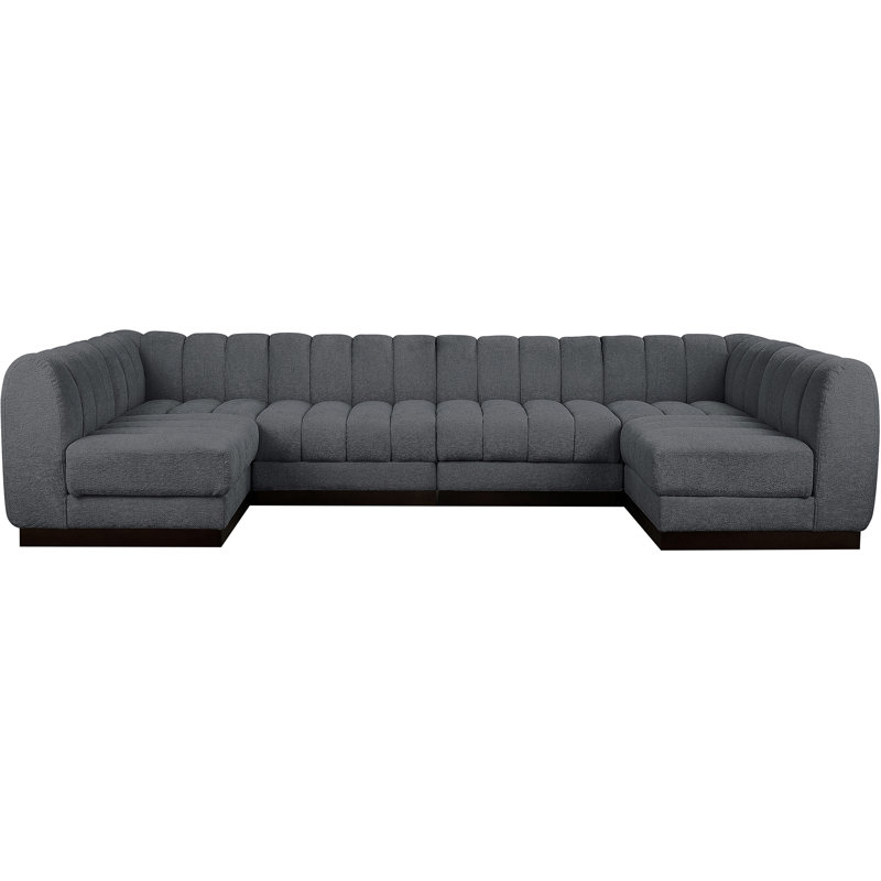 Canapé modulaire rembourré 6 pièces Quinn, Tissu gris chenille