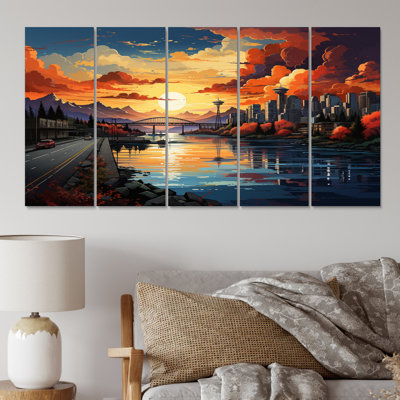 " City Vancouver Sunset Popart " 5 - Pieces