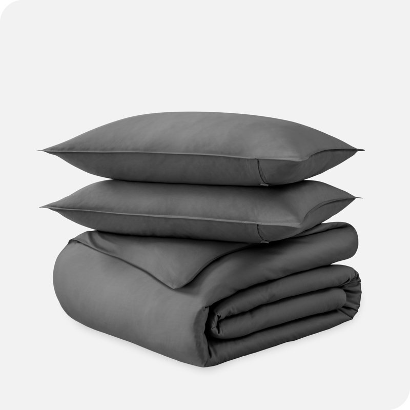 Organic Cotton Sateen King/California King Duvet Cover Set in Gray