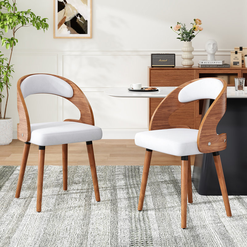 Upholstered Dining Chair With Wooden Frame, 2, Beige