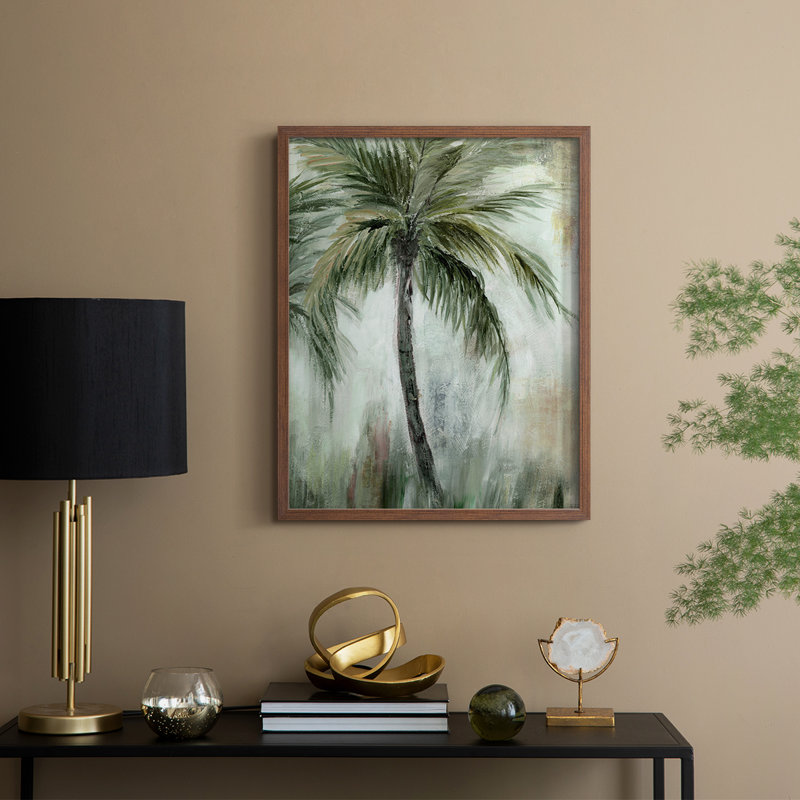 «Tropical Palm I», reproduction encadrée - bois massif, H 30 po x l 24 po, Noyer